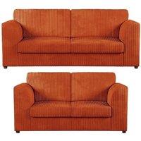 Furniture 786 Hannah Jumbo Cord Full Back 3+2 Seater Sofa Set in Orange