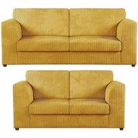 Furniture 786 Hannah Jumbo Cord Full Back 3+2 Seater Sofa Set in Mustard