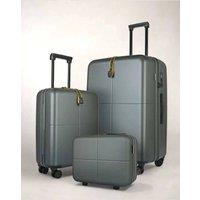 JLY 3 Piece Suitcase Set | Vanity Case + Cabin + Expandable Large Luggage in Dark Green | Size: 3 Pack