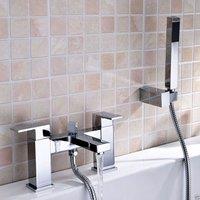 Nes Home Chrome Lima Cube Bath Shower Mixer & Shower Handset in Silver