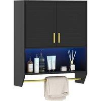 Costway Wall Mounted Bathroom Cabinet Over the Toilet Storage Cabinet w/Lights in Black
