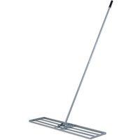 Gymax Lawn Leveling Rake Metal Level Lawn Tool With Adjustable Long Handle in Silver