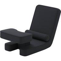 Gymax Adjustable Gaming Floor Chair Upholstered Recliner Seat With Tabletop in Black