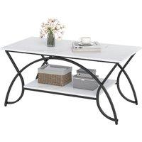 Gymax 2-Tier Modern Coffee Table Rectangular Cocktail Table Accent Table in White