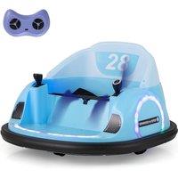 Gymax Ride on Bumper Toy Car With Flashing LED Lights Music & Remote Control in Blue