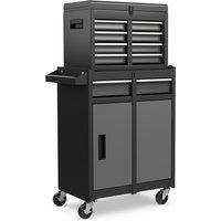 Gymax 5-Drawer Rolling Tool Chest High Capacity Tool Storage Cabinet-Grey in Grey