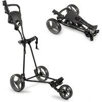 Costway Folding Golf Push Cart 3 Wheels Golf Trolley W/Foot Brake Cup Holder in Grey
