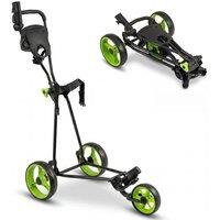 Costway Folding Golf Push Cart 3 Wheels Golf Trolley W/Foot Brake Cup Holder in Green