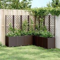 Berkfield Home Garden Planter with Trellis Brown 160x160x140 cm PP | Size: 160 x 160 x 140 cm