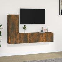 Berkfield Home 3 Piece TV Cabinet Set Smoked Oak Engineered Wood in Brown