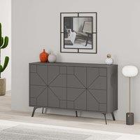 Decortie 4-Doors Push-to-open Doors Sideboard 'Dune' with Metal Legs 123cm in Dark Grey | Size: 2 Pack