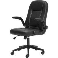 Levede Office Computer Chair PU Leather Swivel Recliner Flip-Up Armrests in Black