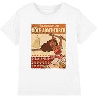 Moana Girl's Bold Adventurer T-Shirt White | Size: 3-4 Years