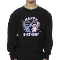 Lilo & Stitch Boy's Disney Happy Birthday Sweatshirt in Black | Size: 5-6 Years