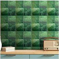 Living and Home 10Pcs 3D Square Self-Adhesive Wall Tile Stickers in Dark Green