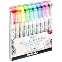 Zebra MILDLINER BRUSH HIGHLIGHTER ASSTD 10PK WALLET