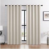 H&O Direct Beige Grommet Top Polyester Blackout Curtains Pair, 168cm W x 229 cm H