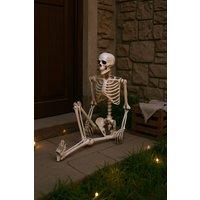 H&O Direct 160cm Spooky Halloween Skeleton with Poseable Limbs in White