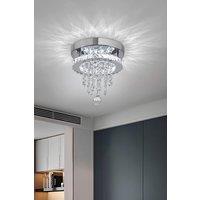 H&O Direct Modern Crystal Ceiling Light with Droplets in Silver