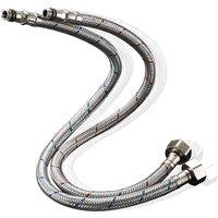 Heable Durable Kitchen Monobloc Mixer Tap Connectors M10 x1/2 Flexi Pipes in Silver | Size: 60 cm