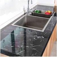 Living and Home 0.6x10m Self-Adhesive PVC Marble Wallpaper - Waterproof, Easy to Clean in Black