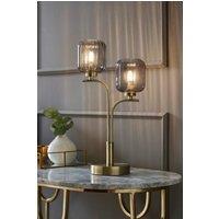 ValueLights Amelie Gold Stem 2 Way Ribbed Glass Lamp Table Light