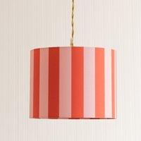 ValueLights Callie Colour Clash Orange & Pink Stripe Fabric Drum Lamp Shade | Size: Small