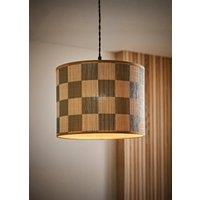 ValueLights Lori Green Checkerboard Bamboo Drum Easy Fit Ceiling Light Lamp Shade in Pale Green