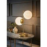ValueLights Jas Gold Table Lamp with 2 Way White Confetti Glass Globe Shades