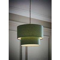 ValueLights Jodie Linen Two Tier Easy Fit Drum Ceiling Pendant Light Lamp Shade in Pale Green