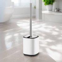 Showerdrape Echo Blue Steel Toilet Brush & Holder in White