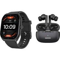 Daewoo 2 PCs 'Active Plus' Smart Watch & Bluetooth True Wireless Earphones in Black
