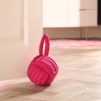 OHS Matte Velvet Rope Weighted Decorative Door Stop with Handle in Bright Pink