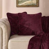 OHS 2 Pack of Waffle Fleece Square Cushion Covers in Wine | Size: 45 cm x 45 cm
