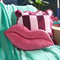 OHS Lips Shaped Decorative Scatter Cushion Throw Pillow in Pink