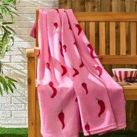 OHS Chilli Polar Fleece Throw Blanket Lightweight Bedspread in Pink | Size: 120 cm x 150 cm