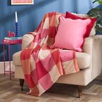 OHS Gingham Polar Fleece Throw Blanket Lightweight Bedspread | Size: 120 cm x 150 cm