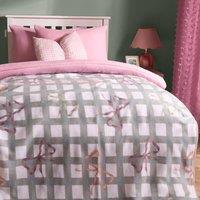 OHS Bow Gingham Polar Fleece Throw Blanket Lightweight Bedspread | Size: 120 cm x 150 cm