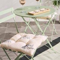OHS 2 x Bows Print Garden Chair Cushions Outdoor Seat Pads in Cream | Size: 40 cm x 40 cm