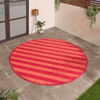 OHS Stripes Print Round Outdoor Garden Rug Waterproof Area Floor Mat | Size: 170 cm diameter