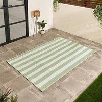 OHS Stripes Print Outdoor Garden Rug Waterproof Area Floor Mat in Pale Green | Size: 160 cm x 230 cm