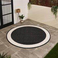 OHS Contrast Border Reversible Round Outdoor Garden Rug Waterproof Mat | Size: 170 cm diameter