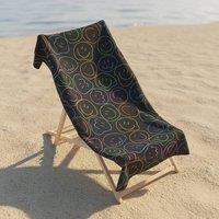OHS Smiley Face Beach Towel Bath Travel Quick Dry Microfibre Absorbent in Black