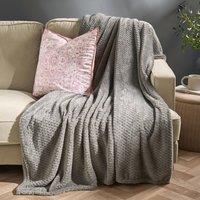 OHS Luxury Large Waffle Honeycomb Mink Warm Throw in Mid Grey | Size: 125 cm x 150 cm