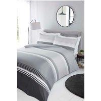 Rapport Home Chicago Stripes Microfiber Duvet Cover Bedding Set with Pillowcase in Grey | Size: Double