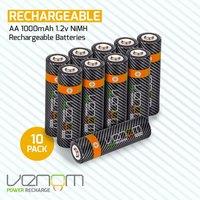Venom Rechargeable AA Batteries (1000mAh) - 10 Pack in Black