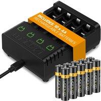 Venom Rechargeable Battery Charging Dock plus 10 x AA 1000mAh Batteries in Black