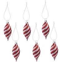 VFM e-Store Christmas Teardrop Hanging Decoration 11cm x 12cm Red X 6 | Size: 11 cm x 12 cm