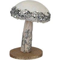 VFM e-Store Christmas Velvet Mushroom Decoration 13cm x 9cm Silver X 1 | Size: 13 cm x 9 cm