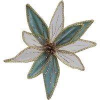 VFM e-Store Christmas Poinsettia Clip Decoration 14cm x 4cm Green X 1 | Size: 14 cm x 4 cm